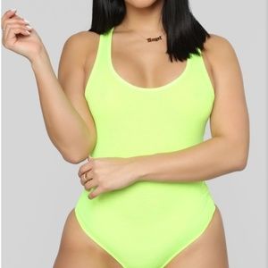 Neon green body suit
